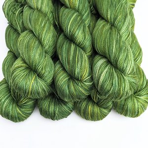 Hand Dyed. Hand Painted Yarn - Mulberry Silk - Fingering Weight Yarn - Turtle Power
