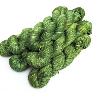 Hand Dyed. Hand Painted Yarn - Mulberry Silk - Fingering Weight Yarn - Turtle Power