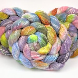 Hand Painted Top / Roving | Polwarth / Bamboo / Nylon | Prism