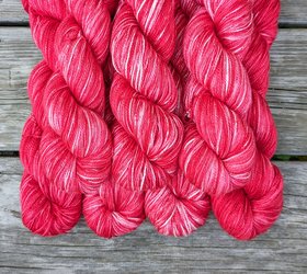 Hand Dyed. Hand Painted Yarn - Mulberry Silk - Fingering Weight Yarn - Strawberries & Cream