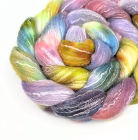 Hand Painted Top / Roving | Polwarth / Bamboo / Nylon | Prism