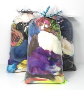 Handpainted Roving Grab Bag - Needle Felting Mix - Spinning Kit - Combed Top