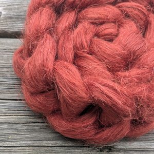 Commercially Dyed Roving | Flax | Brick Red
