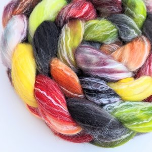 Hand Painted Top / Roving | SW Merino / Bamboo / Nylon | Bang!