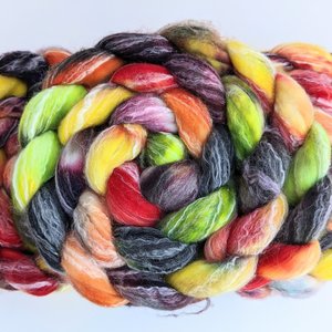 Hand Painted Top / Roving | SW Merino / Bamboo / Nylon | Bang!