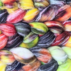 Hand Painted Top / Roving | SW Merino / Bamboo / Nylon | Bang!