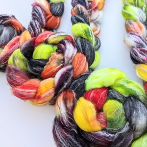 Hand Painted Top / Roving | SW Merino / Bamboo / Nylon | Bang!