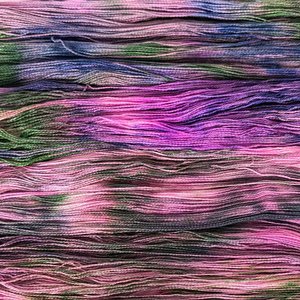 Hand Dyed. Hand Painted Yarn - Mulberry Silk - Lace Weight Yarn - Whisked Away