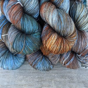 Hand Dyed. Hand Painted Yarn - Mulberry Silk - Fingering Weight Yarn - Terra Firma