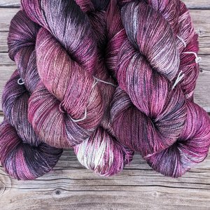Hand Dyed. Hand Painted Yarn - Mulberry Silk - Fingering Weight Yarn - Pink Panther
