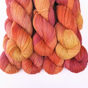 Hand Dyed. Hand Painted Yarn - BFL / Silk / Stellina - Tangerine Dream