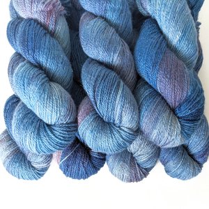 Hand Dyed. Hand Painted Yarn - BFL / Silk / Stellina - Ethereal 