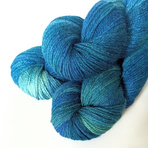 Hand Dyed. Hand Painted Yarn - BFL / Silk / Stellina - Blue Lagoon 