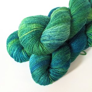 Hand Dyed. Hand Painted Yarn - BFL / Silk / Stellina - Rainforest 