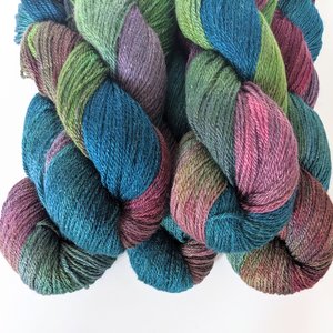 Hand Dyed. Hand Painted Yarn - BFL / Silk / Stellina - Carosel