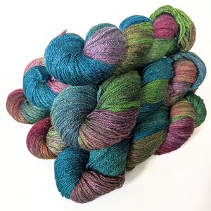 Hand Dyed. Hand Painted Yarn - BFL / Silk / Stellina - Carosel
