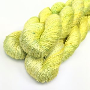 Hand Dyed. Hand Painted Yarn - Bamboo - Fingering Weight Yarn - Lemon Lime