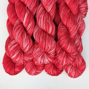 Hand Dyed. Hand Painted Yarn - Mulberry Silk - Fingering Weight Yarn - Strawberries & Cream