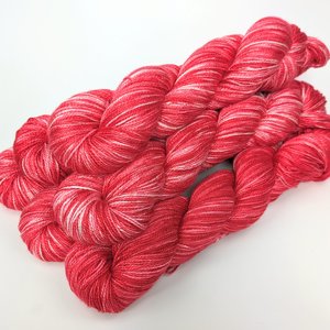 Hand Dyed. Hand Painted Yarn - Mulberry Silk - Fingering Weight Yarn - Strawberries & Cream