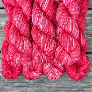 Hand Dyed. Hand Painted Yarn - Mulberry Silk - Fingering Weight Yarn - Strawberries & Cream