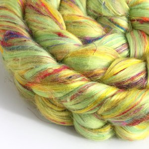 Blended Roving - Combed Top - Merino / Sari Silk / Mulberry Silk / Bamboo - Mardi Gras