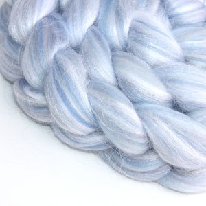 Merino / Firestar Roving - Combed Top - Commercially Blended - Spinning Fiber - Silver Lining