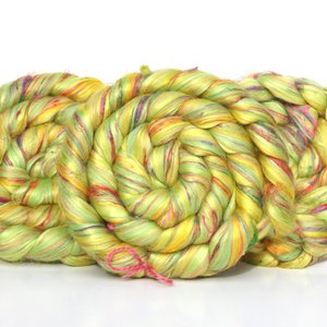 Blended Roving - Combed Top - Merino / Sari Silk / Mulberry Silk / Bamboo - Mardi Gras