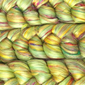 Blended Roving - Combed Top - Merino / Sari Silk / Mulberry Silk / Bamboo - Mardi Gras