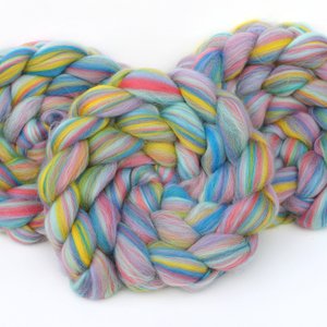 Blended Roving, Combed Top - Corriedale - Pinata