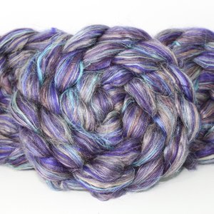 Blended Roving / Top | Merino / Flax / Muga Silk / Tussah Silk | Galaxy