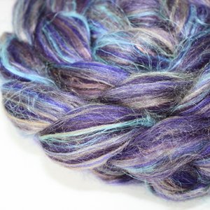 Blended Roving / Top | Merino / Flax / Muga Silk / Tussah Silk | Galaxy