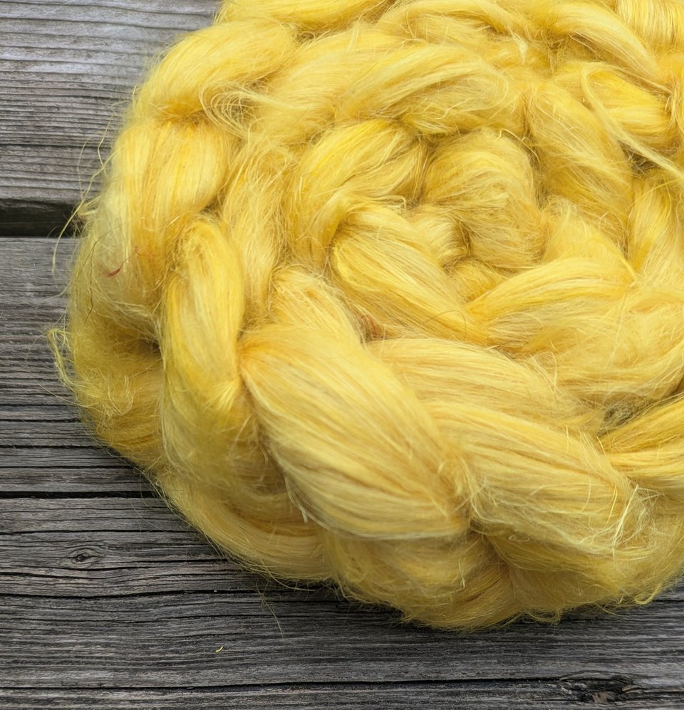 Commercially Dyed Roving | Hemp | Lemon Yellow 