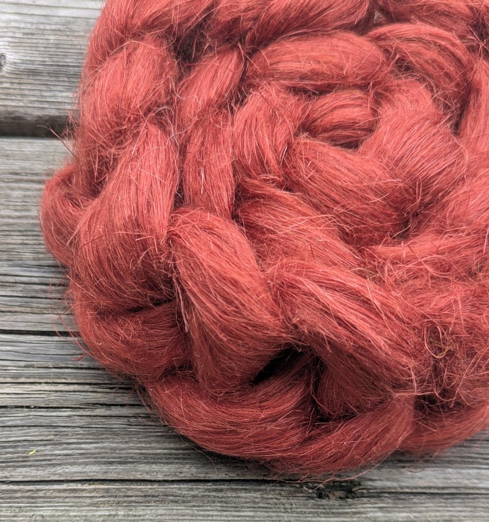 Commercially Dyed Roving | Flax | Brick Red