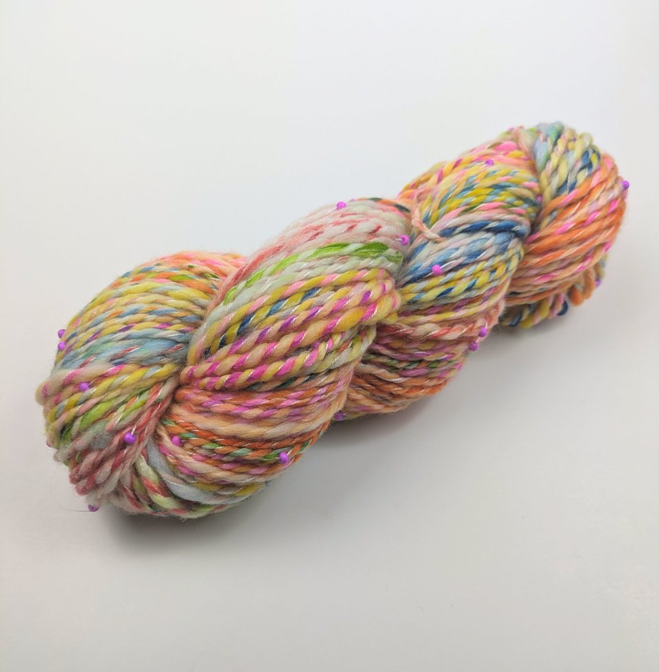 Handspun Beaded Yarn | SW Merino / Nylon / Bamboo