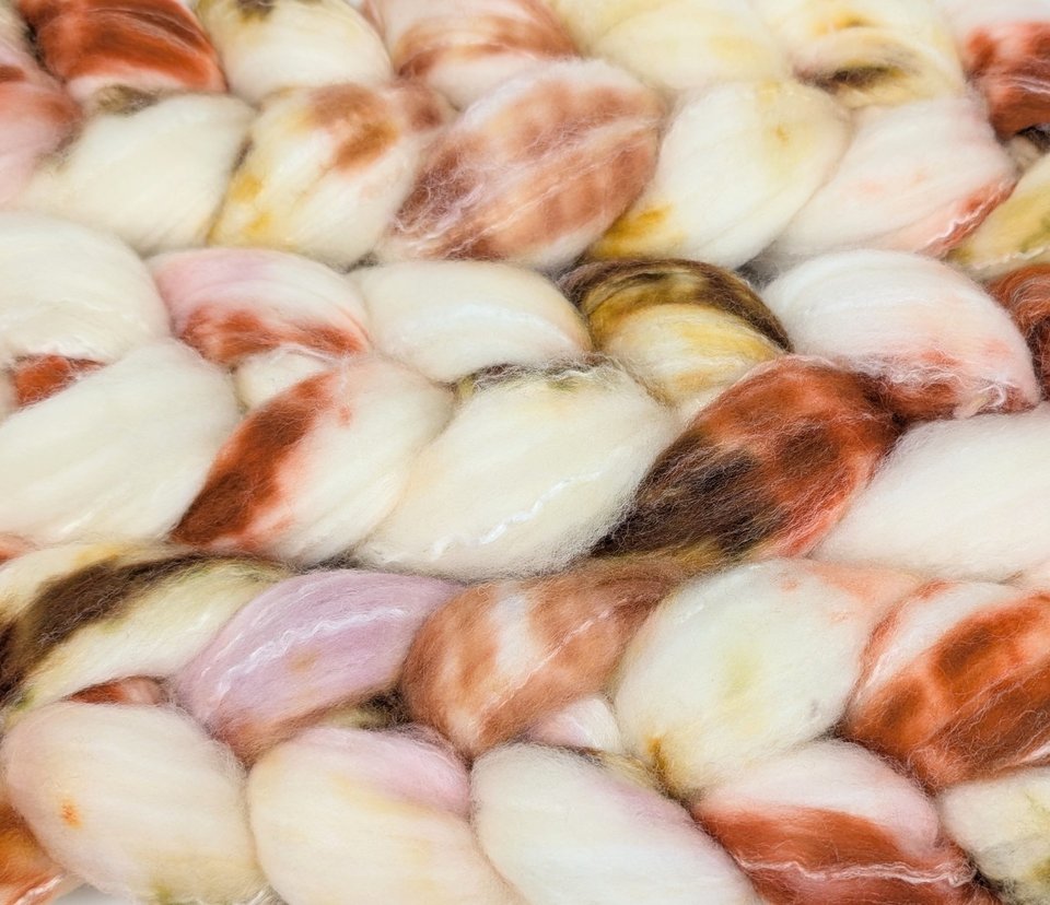 Hand Painted Top / Roving | SW Merino / Bamboo / Nylon | Woodland Dream