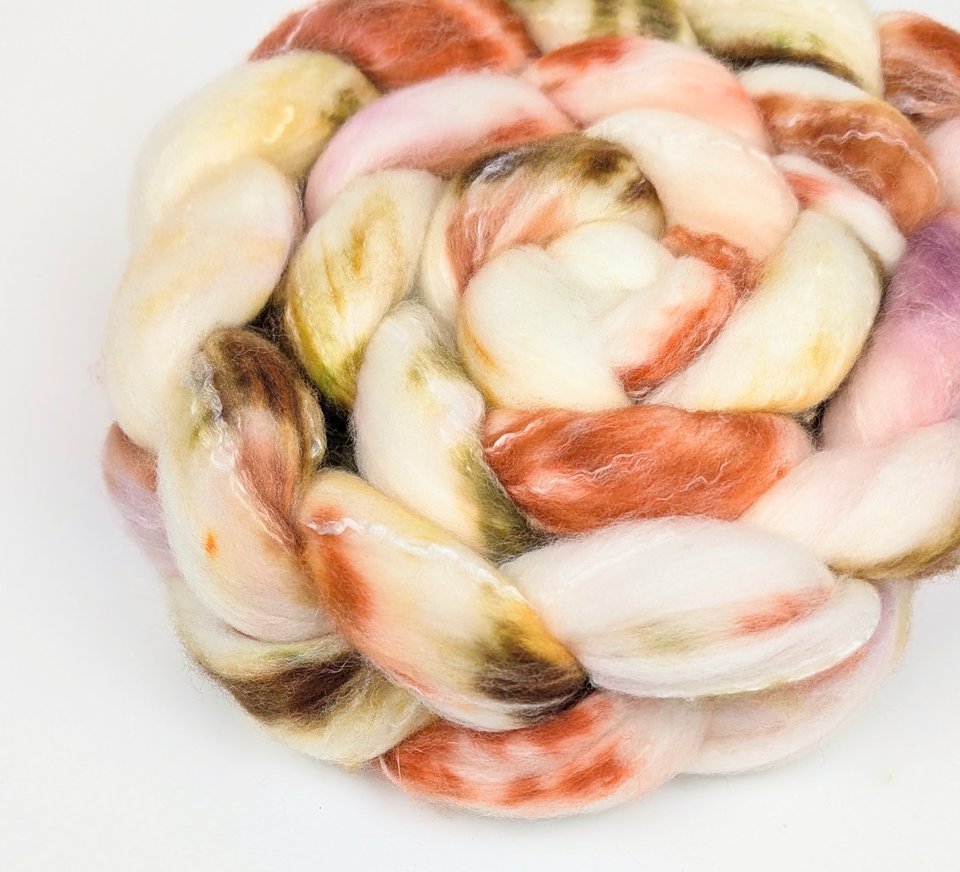 Hand Painted Top / Roving | SW Merino / Bamboo / Nylon | Woodland Dream