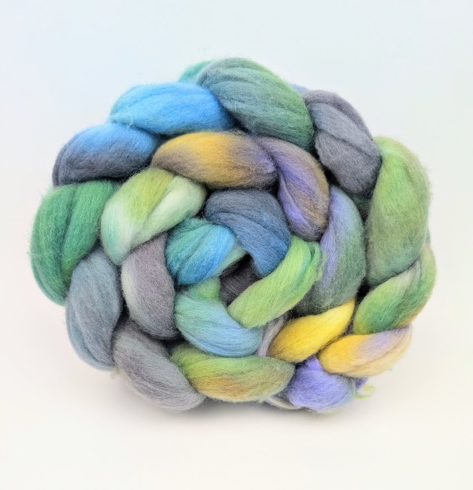 Hand Painted Top / Roving | Advent Day 9 | Polwarth | Earthbender