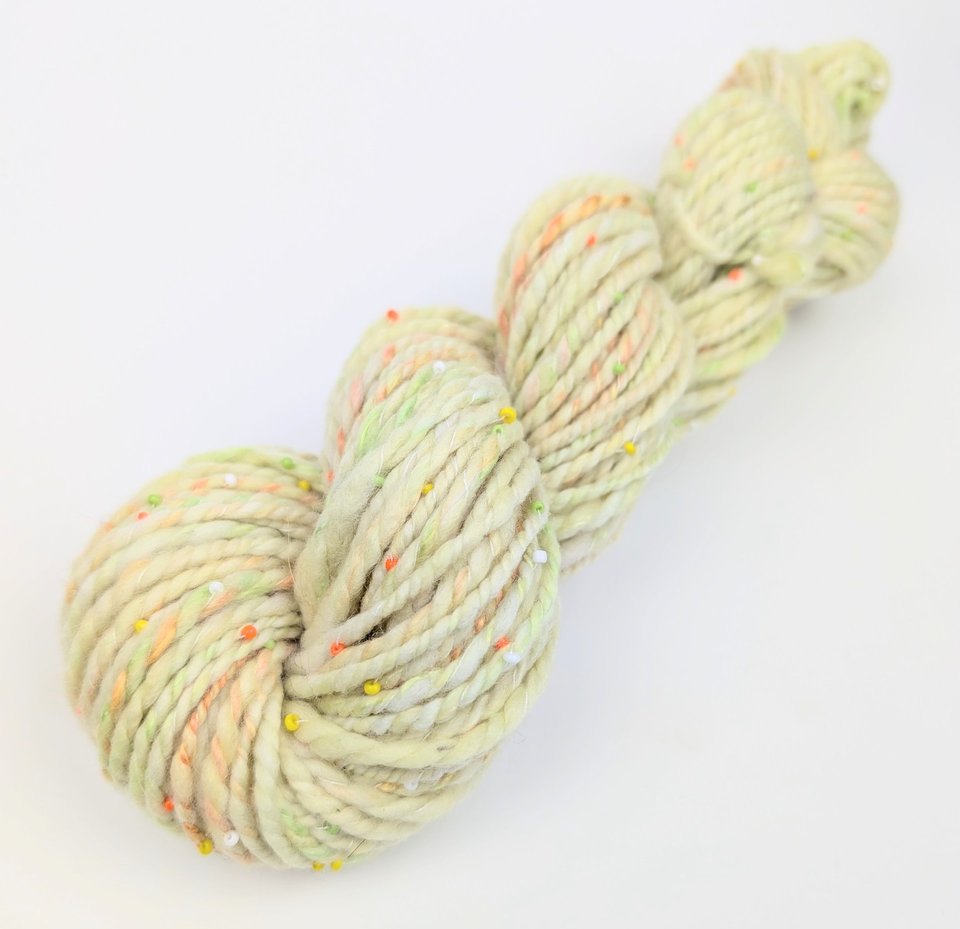 Handspun Beaded Yarn | Mixed Fibers