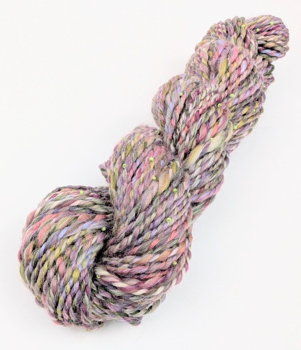 Handspun Beaded Yarn | Mixed Fibers