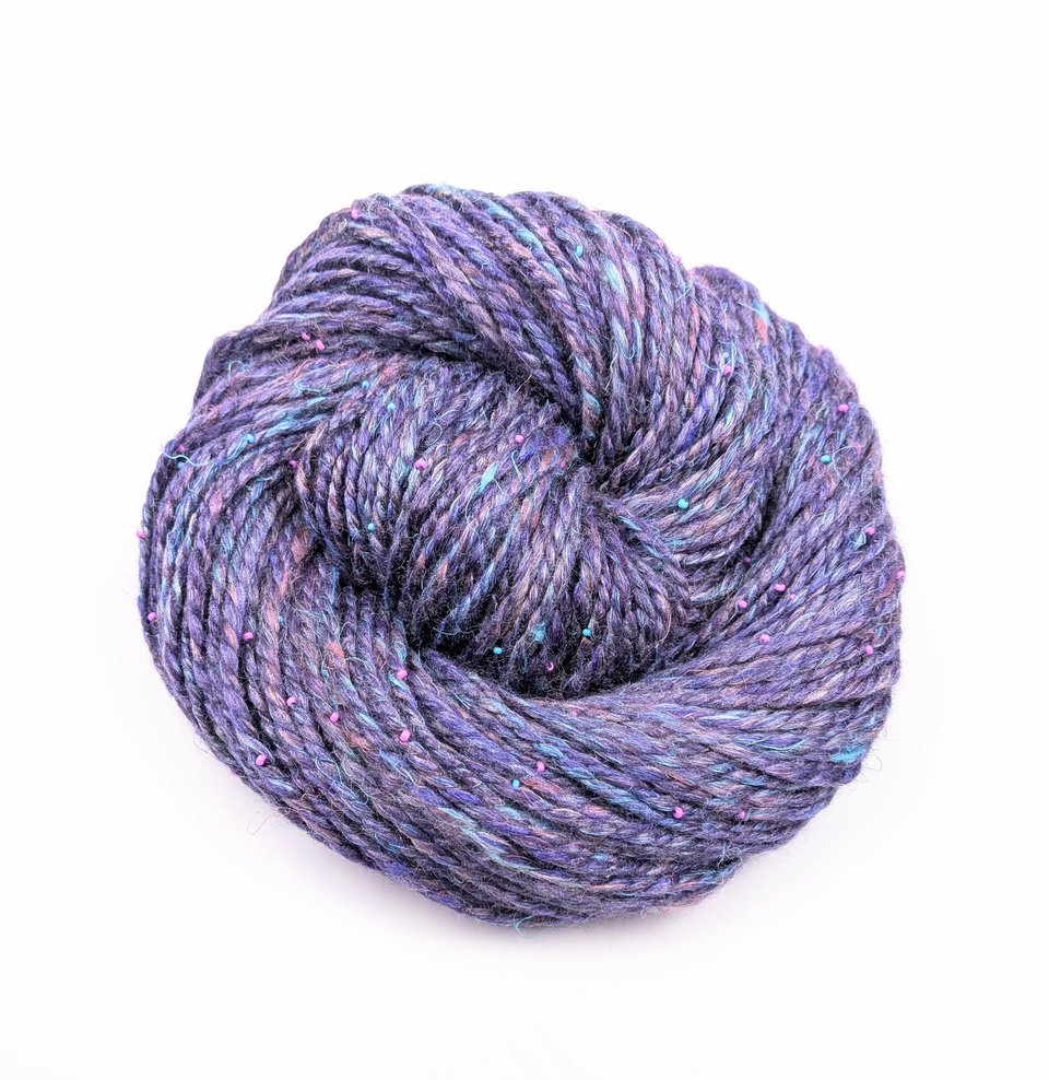 Handspun Beaded Yarn | Merino / Muga Silk / Flax | Galaxy