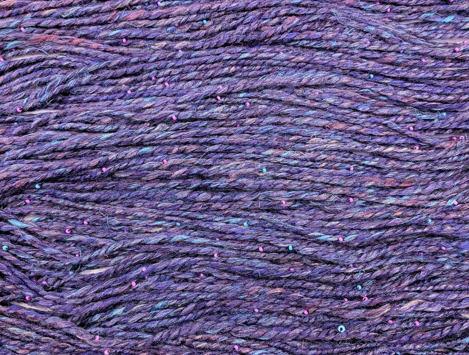 Handspun Beaded Yarn | Merino / Muga Silk / Flax | Galaxy