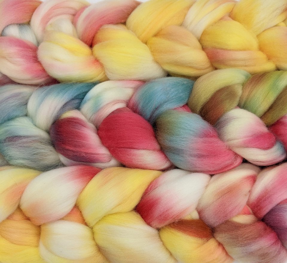 Hand Painted Merino Roving - Combed Top - Spinning Fiber - Luau