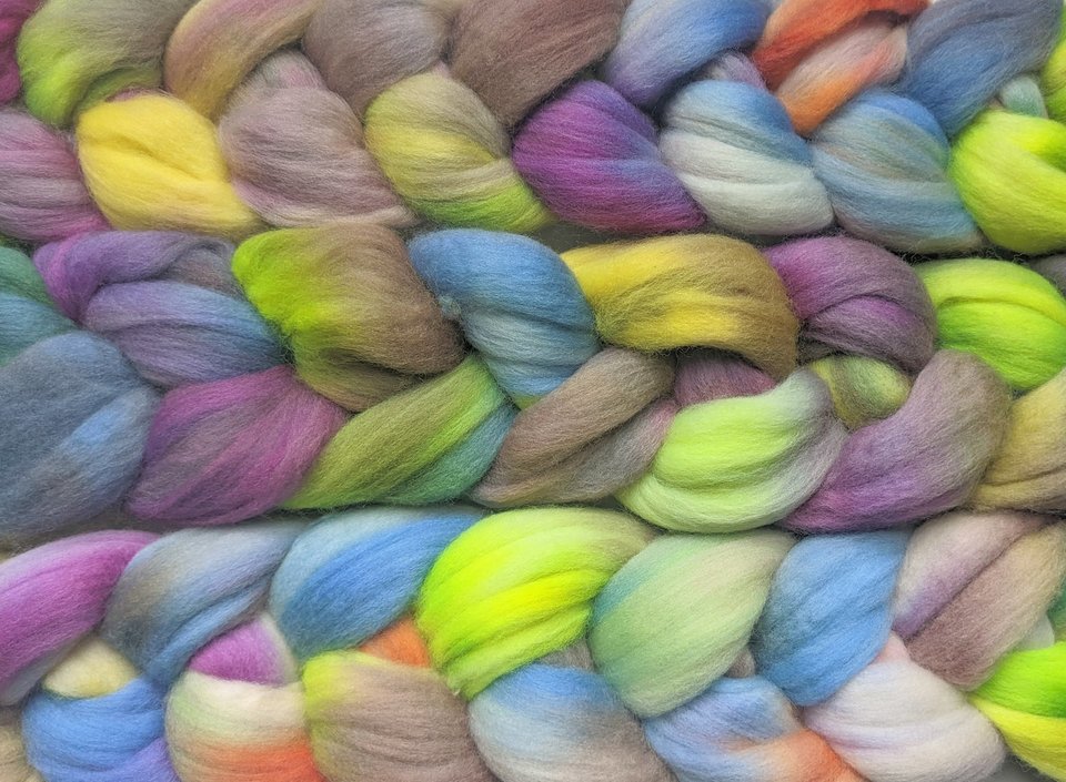 Hand Painted Top / Roving | 18.5 Micron Merino | Alien Invasion