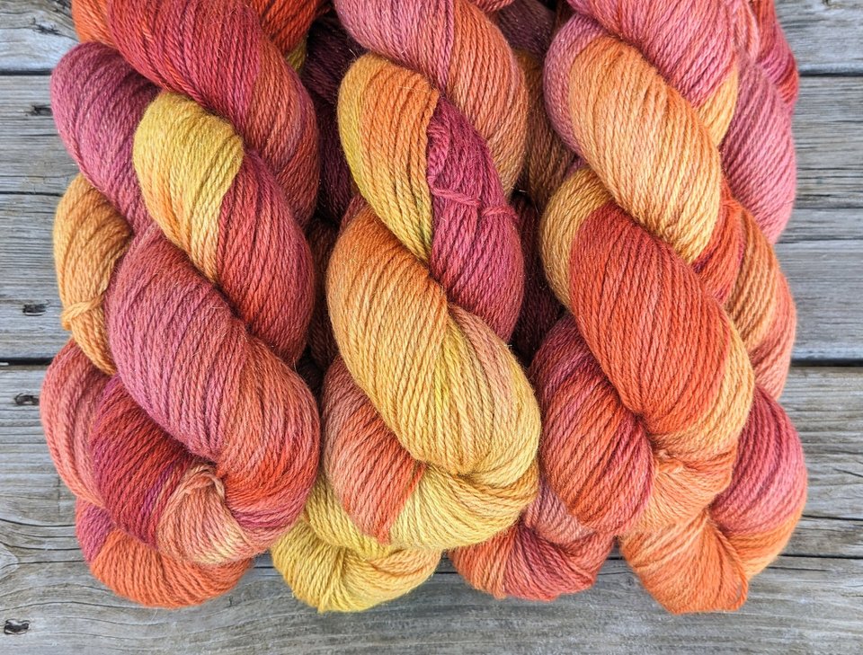 Hand Dyed. Hand Painted Yarn - BFL / Silk / Stellina - Tangerine Dream