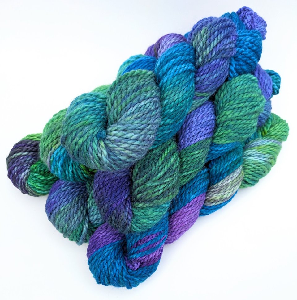 Hand Dyed. Hand Painted Yarn - Baby Alpaca / Merino - Proud As A Peacock
