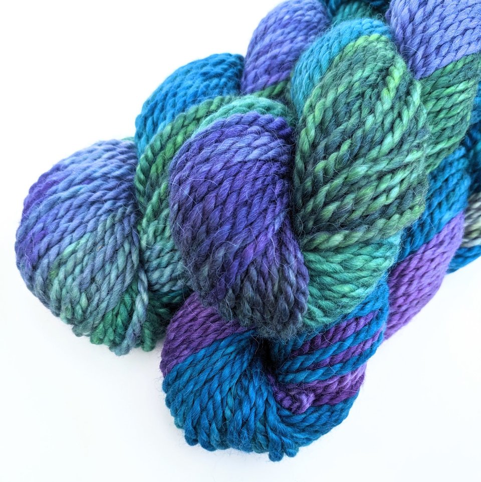 Hand Dyed. Hand Painted Yarn - Baby Alpaca / Merino - Proud As A Peacock