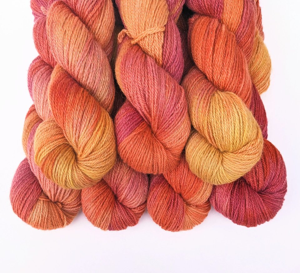 Hand Dyed. Hand Painted Yarn - BFL / Silk / Stellina - Tangerine Dream