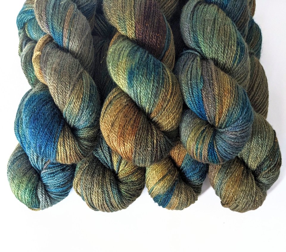 Hand Dyed. Hand Painted Yarn - BFL / Silk / Stellina - Kraken