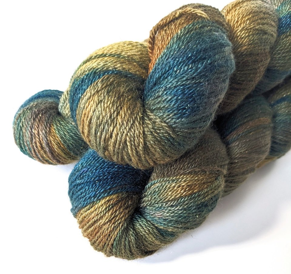 Hand Dyed. Hand Painted Yarn - BFL / Silk / Stellina - Kraken