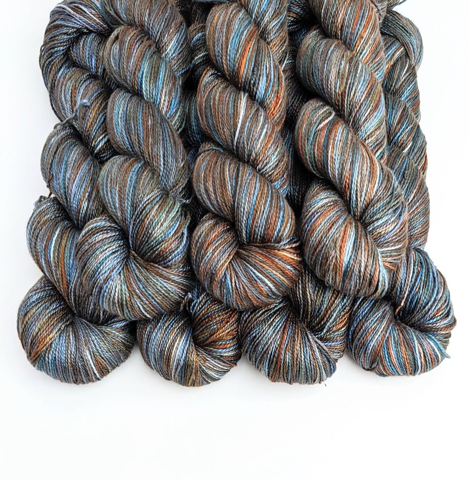 Hand Dyed. Hand Painted Yarn - Mulberry Silk - Fingering Weight Yarn - Terra Firma